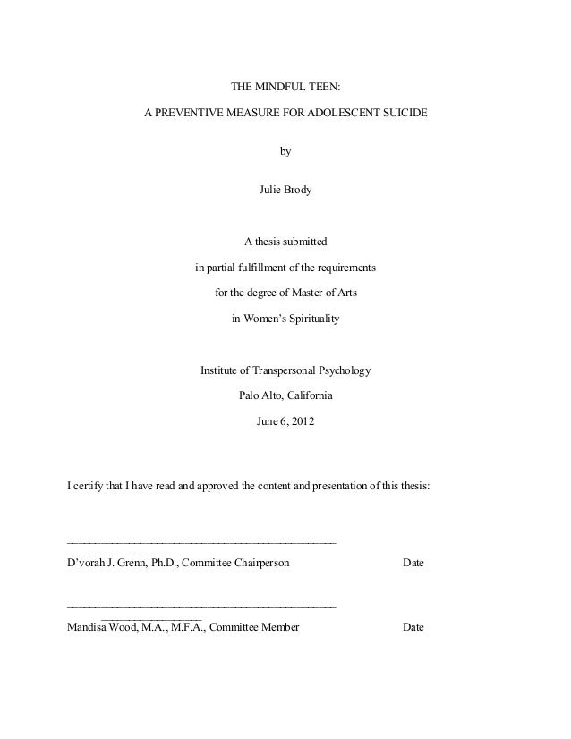thesis statements on teenage suicide